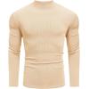 imageCOOFANDY Mens Mock Turtleneck Long Sleeve Shirts Slim Fit Basic TShirt Lightweight Ribbed Pullover Sweater1 Packbeige