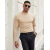 imageCOOFANDY Mens Mock Turtleneck Long Sleeve Shirts Slim Fit Basic TShirt Lightweight Ribbed Pullover Sweater1 Packbeige