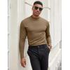 imageCOOFANDY Mens Mock Turtleneck Long Sleeve Shirts Slim Fit Basic TShirt Lightweight Ribbed Pullover Sweater2 Packblack  Brown