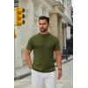 imageCOOFANDY Mens Mock Turtleneck Sweater Short Sleeve Casual Knitted TShirts Thermal Tops Solid Basic TeeArmy Green