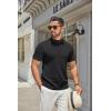 imageCOOFANDY Mens Mock Turtleneck Sweater Short Sleeve Casual Knitted TShirts Thermal Tops Solid Basic TeeBlack