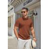 imageCOOFANDY Mens Mock Turtleneck Sweater Short Sleeve Casual Knitted TShirts Thermal Tops Solid Basic TeeCamel