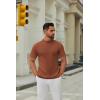 imageCOOFANDY Mens Mock Turtleneck Sweater Short Sleeve Casual Knitted TShirts Thermal Tops Solid Basic TeeCamel