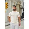imageCOOFANDY Mens Mock Turtleneck Sweater Short Sleeve Casual Knitted TShirts Thermal Tops Solid Basic TeeCream White