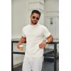 imageCOOFANDY Mens Mock Turtleneck Sweater Short Sleeve Casual Knitted TShirts Thermal Tops Solid Basic TeeCream White