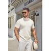 imageCOOFANDY Mens Mock Turtleneck Sweater Short Sleeve Casual Knitted TShirts Thermal Tops Solid Basic TeeCream White