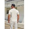 imageCOOFANDY Mens Mock Turtleneck Sweater Short Sleeve Casual Knitted TShirts Thermal Tops Solid Basic TeeCream White
