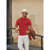 imageCOOFANDY Mens Mock Turtleneck Sweater Short Sleeve Casual Knitted TShirts Thermal Tops Solid Basic TeeDeep Red