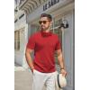 imageCOOFANDY Mens Mock Turtleneck Sweater Short Sleeve Casual Knitted TShirts Thermal Tops Solid Basic TeeDeep Red