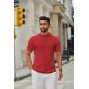 imageCOOFANDY Mens Mock Turtleneck Sweater Short Sleeve Casual Knitted TShirts Thermal Tops Solid Basic TeeDeep Red