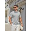 imageCOOFANDY Mens Mock Turtleneck Sweater Short Sleeve Casual Knitted TShirts Thermal Tops Solid Basic TeeLight Grey