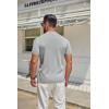 imageCOOFANDY Mens Mock Turtleneck Sweater Short Sleeve Casual Knitted TShirts Thermal Tops Solid Basic TeeLight Grey