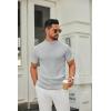 imageCOOFANDY Mens Mock Turtleneck Sweater Short Sleeve Casual Knitted TShirts Thermal Tops Solid Basic TeeLight Grey