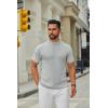 imageCOOFANDY Mens Mock Turtleneck Sweater Short Sleeve Casual Knitted TShirts Thermal Tops Solid Basic TeeLight Grey