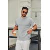 imageCOOFANDY Mens Mock Turtleneck Sweater Short Sleeve Casual Knitted TShirts Thermal Tops Solid Basic TeeLight Grey