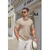 imageCOOFANDY Mens Mock Turtleneck Sweater Short Sleeve Casual Knitted TShirts Thermal Tops Solid Basic TeeLight Khaki