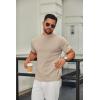 imageCOOFANDY Mens Mock Turtleneck Sweater Short Sleeve Casual Knitted TShirts Thermal Tops Solid Basic TeeLight Khaki
