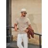 imageCOOFANDY Mens Mock Turtleneck Sweater Short Sleeve Casual Knitted TShirts Thermal Tops Solid Basic TeeLight Khaki