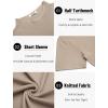 imageCOOFANDY Mens Mock Turtleneck Sweater Short Sleeve Casual Knitted TShirts Thermal Tops Solid Basic TeeLight Khaki