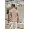 imageCOOFANDY Mens Mock Turtleneck Sweater Short Sleeve Casual Knitted TShirts Thermal Tops Solid Basic TeeLight Khaki