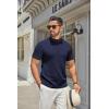 imageCOOFANDY Mens Mock Turtleneck Sweater Short Sleeve Casual Knitted TShirts Thermal Tops Solid Basic TeeNavy Blue