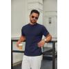 imageCOOFANDY Mens Mock Turtleneck Sweater Short Sleeve Casual Knitted TShirts Thermal Tops Solid Basic TeeNavy Blue
