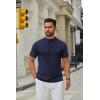 imageCOOFANDY Mens Mock Turtleneck Sweater Short Sleeve Casual Knitted TShirts Thermal Tops Solid Basic TeeNavy Blue