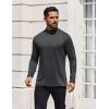 imageCOOFANDY Mens Mock Turtleneck TShirts Long Sleeve Solid Color Tees Shirts Basic Casual Slim Fit Pullover T ShirtsDeep Grey