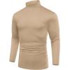 imageCOOFANDY Mens Mock Turtleneck TShirts Long Sleeve Solid Color Tees Shirts Basic Casual Slim Fit Pullover T ShirtsKhaki