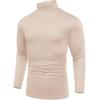 imageCOOFANDY Mens Mock Turtleneck TShirts Long Sleeve Solid Color Tees Shirts Basic Casual Slim Fit Pullover T ShirtsLight Khaki