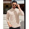 imageCOOFANDY Mens Mock Turtleneck TShirts Long Sleeve Solid Color Tees Shirts Basic Casual Slim Fit Pullover T ShirtsLight Khaki