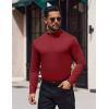 imageCOOFANDY Mens Mock Turtleneck TShirts Long Sleeve Solid Color Tees Shirts Basic Casual Slim Fit Pullover T ShirtsRed