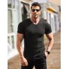 imageCOOFANDY Mens Muscle T Shirts Stretch Short Sleeve V Neck Bodybuilding Workout Tee Shirts Ribbed Knit Shirt01black