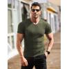 imageCOOFANDY Mens Muscle T Shirts Stretch Short Sleeve V Neck Bodybuilding Workout Tee Shirts Ribbed Knit ShirtArmy Green