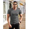 imageCOOFANDY Mens Muscle T Shirts Stretch Short Sleeve V Neck Bodybuilding Workout Tee Shirts Ribbed Knit ShirtDark Grey