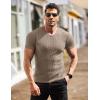 imageCOOFANDY Mens Muscle T Shirts Stretch Short Sleeve V Neck Bodybuilding Workout Tee Shirts Ribbed Knit ShirtDark Khaki