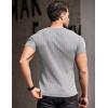imageCOOFANDY Mens Muscle T Shirts Stretch Short Sleeve V Neck Bodybuilding Workout Tee Shirts Ribbed Knit ShirtGrey