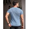 imageCOOFANDY Mens Muscle T Shirts Stretch Short Sleeve V Neck Bodybuilding Workout Tee Shirts Ribbed Knit ShirtLight Blue