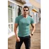 imageCOOFANDY Mens Muscle T Shirts Stretch Short Sleeve V Neck Bodybuilding Workout Tee Shirts Ribbed Knit ShirtLight Green