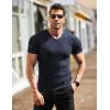 imageCOOFANDY Mens Muscle T Shirts Stretch Short Sleeve V Neck Bodybuilding Workout Tee Shirts Ribbed Knit ShirtNavy Blue