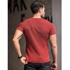 imageCOOFANDY Mens Muscle T Shirts Stretch Short Sleeve V Neck Bodybuilding Workout Tee Shirts Ribbed Knit ShirtRed