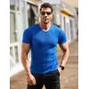 imageCOOFANDY Mens Muscle T Shirts Stretch Short Sleeve V Neck Bodybuilding Workout Tee Shirts Ribbed Knit ShirtRoyal Blue