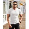imageCOOFANDY Mens Muscle T Shirts Stretch Short Sleeve V Neck Bodybuilding Workout Tee Shirts Ribbed Knit ShirtWhiteBlack2 Pack