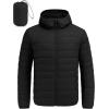 imageCOOFANDY Mens Packable Puffer Jacket Lightweight Hooded Insulated Winter Coat Windproof Zipper Down JacketBlack