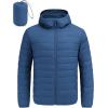 imageCOOFANDY Mens Packable Puffer Jacket Lightweight Hooded Insulated Winter Coat Windproof Zipper Down JacketDenim Blue