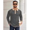 imageCOOFANDY Mens Polo Shirts Long Sleeve Casual Raglan Golf ShirtsDark Grey