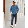 imageCOOFANDY Mens Polo Shirts Long Sleeve Casual Raglan Golf ShirtsDenim Blue