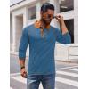 imageCOOFANDY Mens Polo Shirts Long Sleeve Casual Raglan Golf ShirtsDenim Blue
