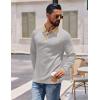 imageCOOFANDY Mens Polo Shirts Long Sleeve Casual Raglan Golf ShirtsLight Grey