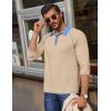 imageCOOFANDY Mens Polo Shirts Long Sleeve Casual Raglan Golf ShirtsLight Khaki